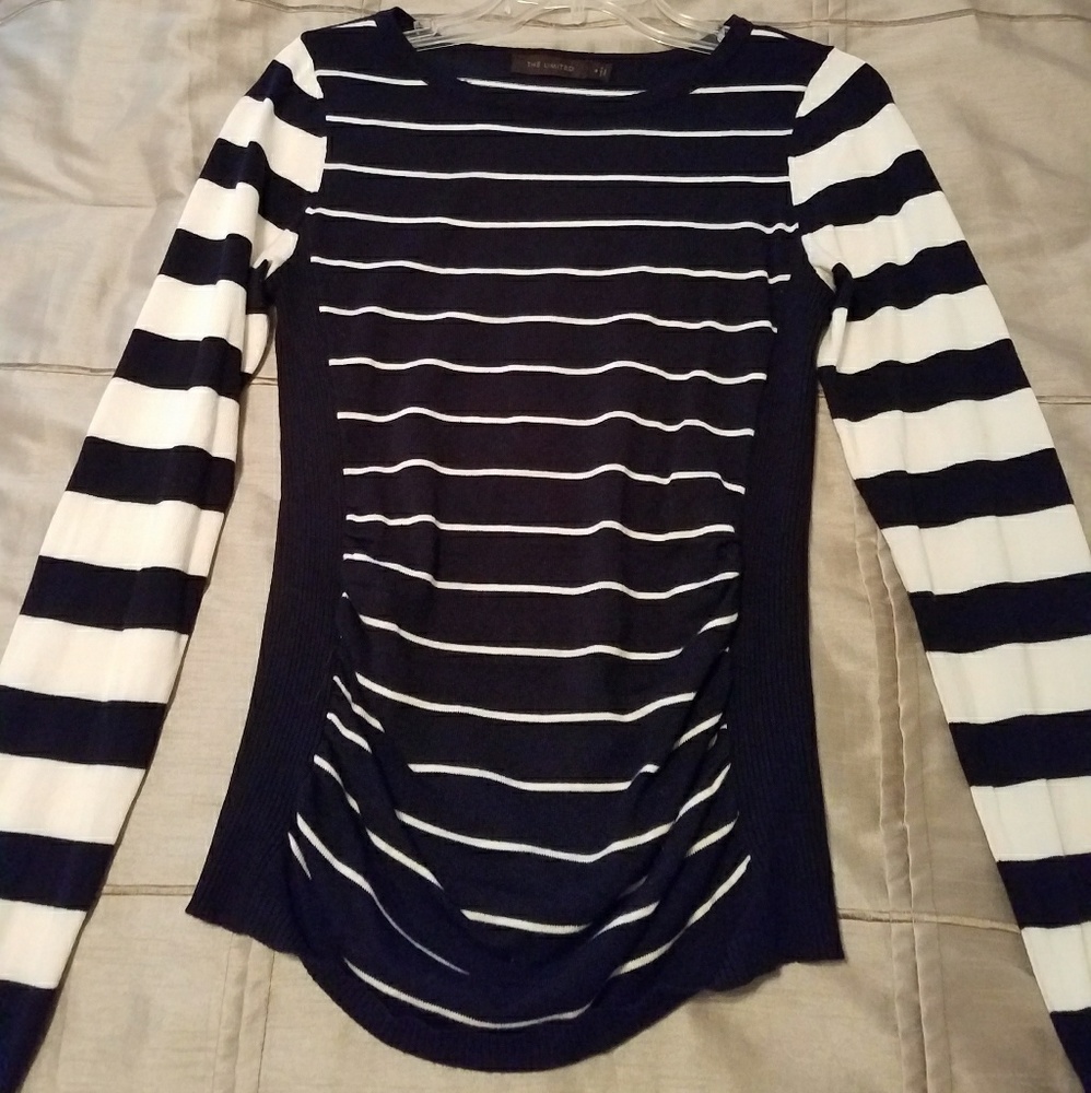 The Limited: navy striped sweater