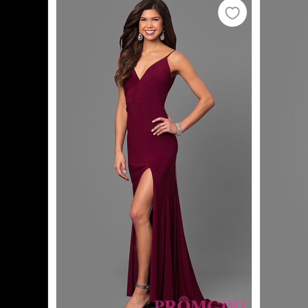 Maroon long prom dress.