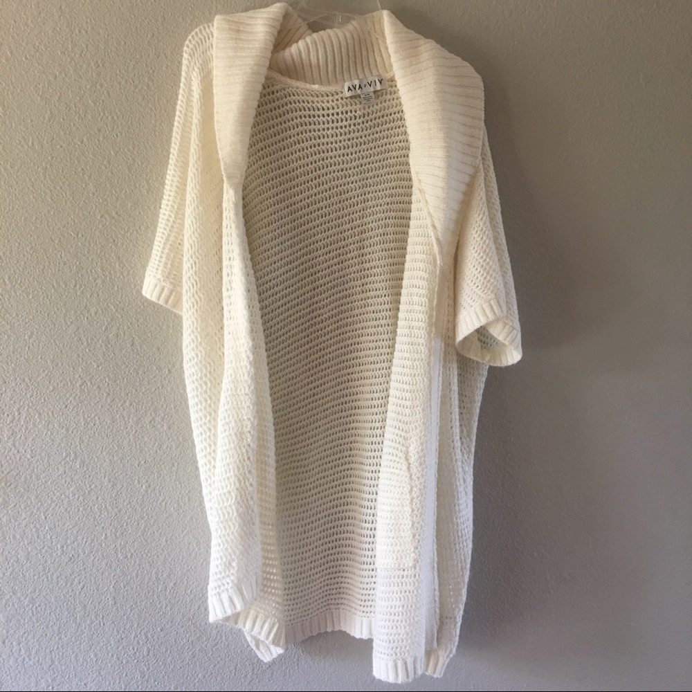 Long crotchet short sleeve sweater