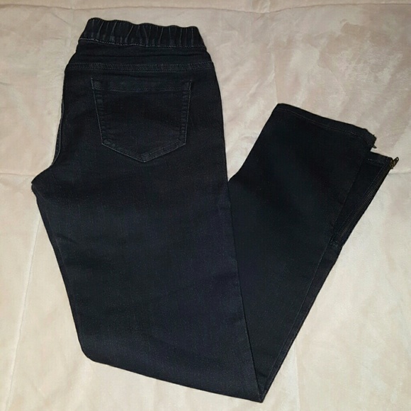 Black stretchy Jeggings with Zipper - Picture 1 of 4
