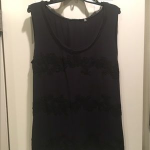 Elie Tahari black lace knit tank top