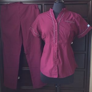 Burgundy scrub set