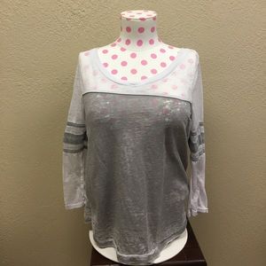 Grey and white baseball tee