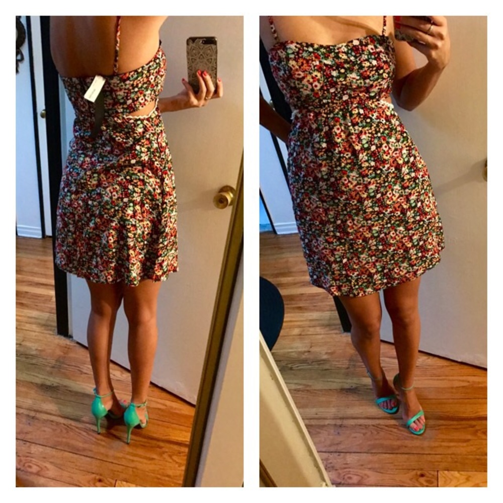 Ark & co floral mini summer dress with cutouts