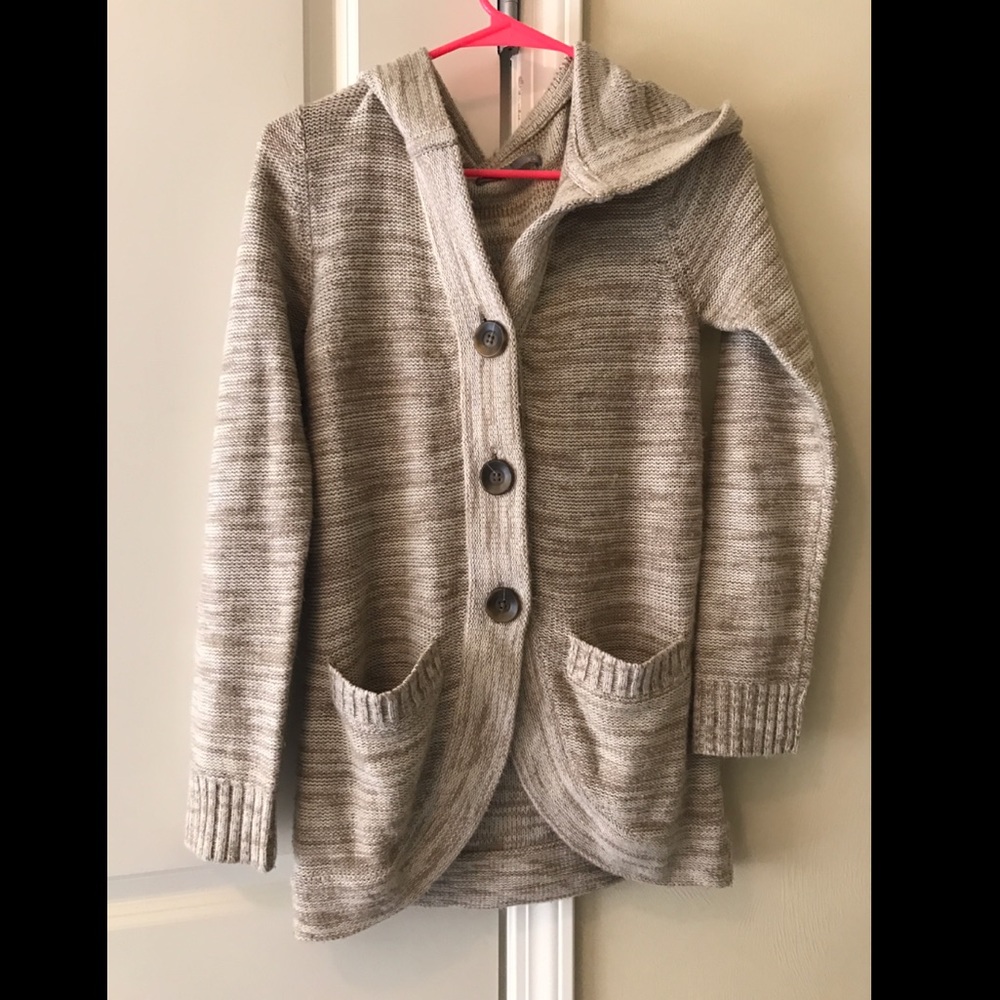 Hooded button-down cardigan