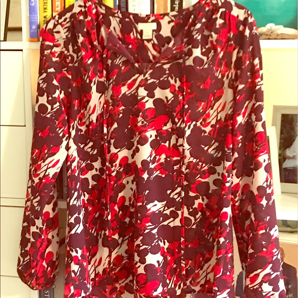 ⚡️FLASH SALE Red Printed JCrew Factory Blouse