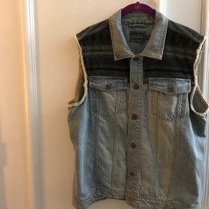 Topman Denim Vest with Aztec style