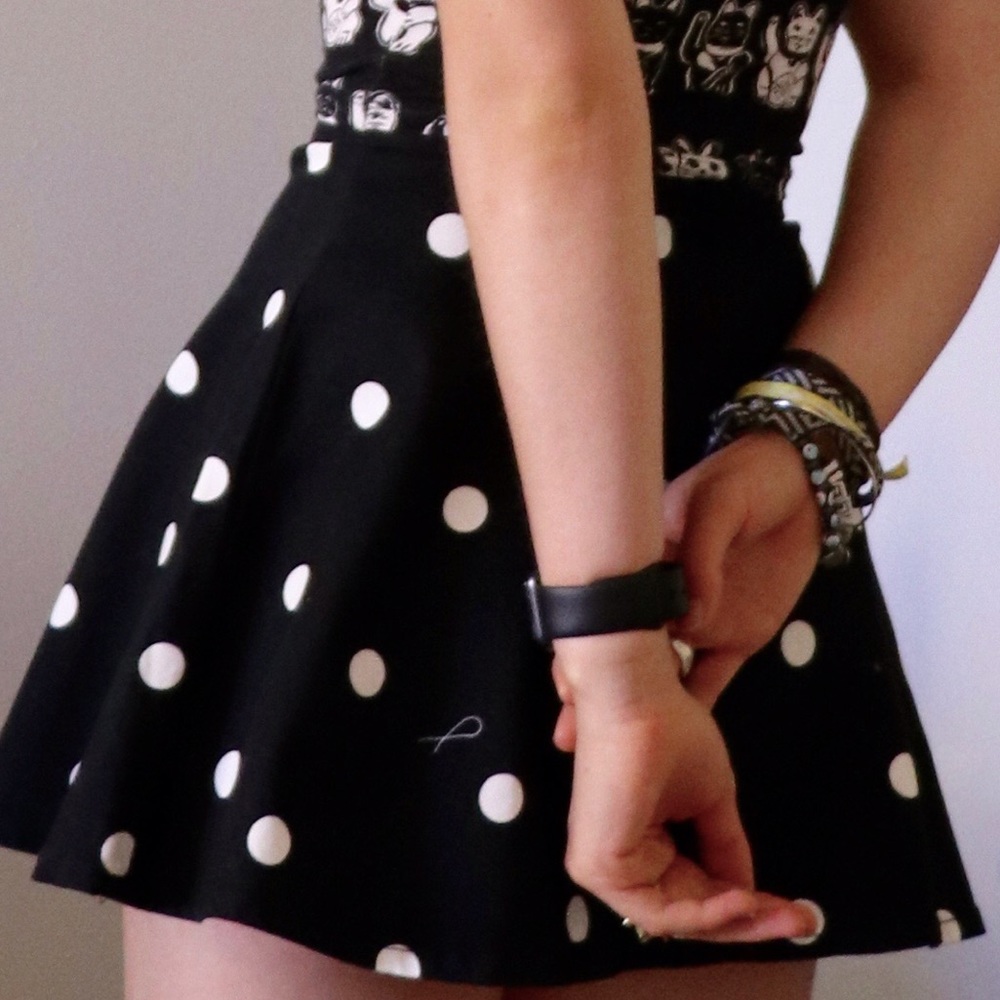 Divided polka dotted high waisted skirt