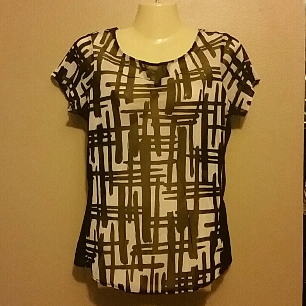 Inc black and white sheer top