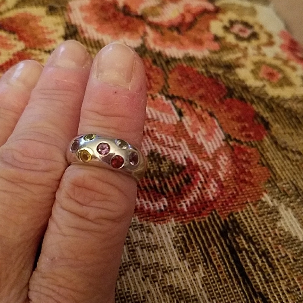 Multicolor stone ring Sterling silver