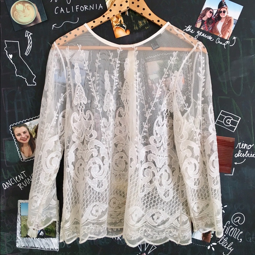 Lacy Button Back Blouse