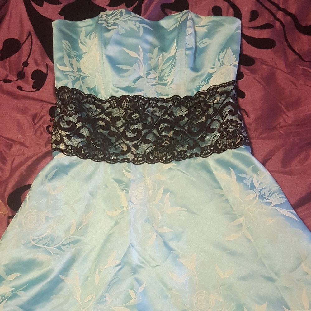 Strapless Baby blue formal dress