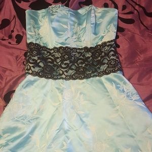 Strapless Baby blue formal dress
