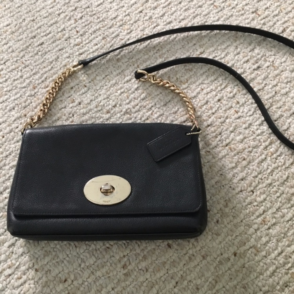 Coach black leather bag