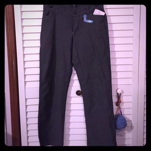 Gray straight leg slacks