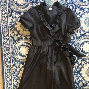 Jcrew Black Silk Wrap Dress