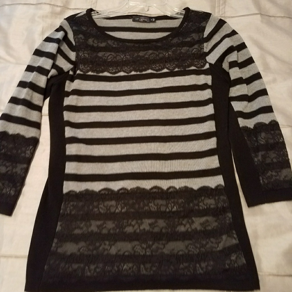 The Limited: Black and grey striped sweater