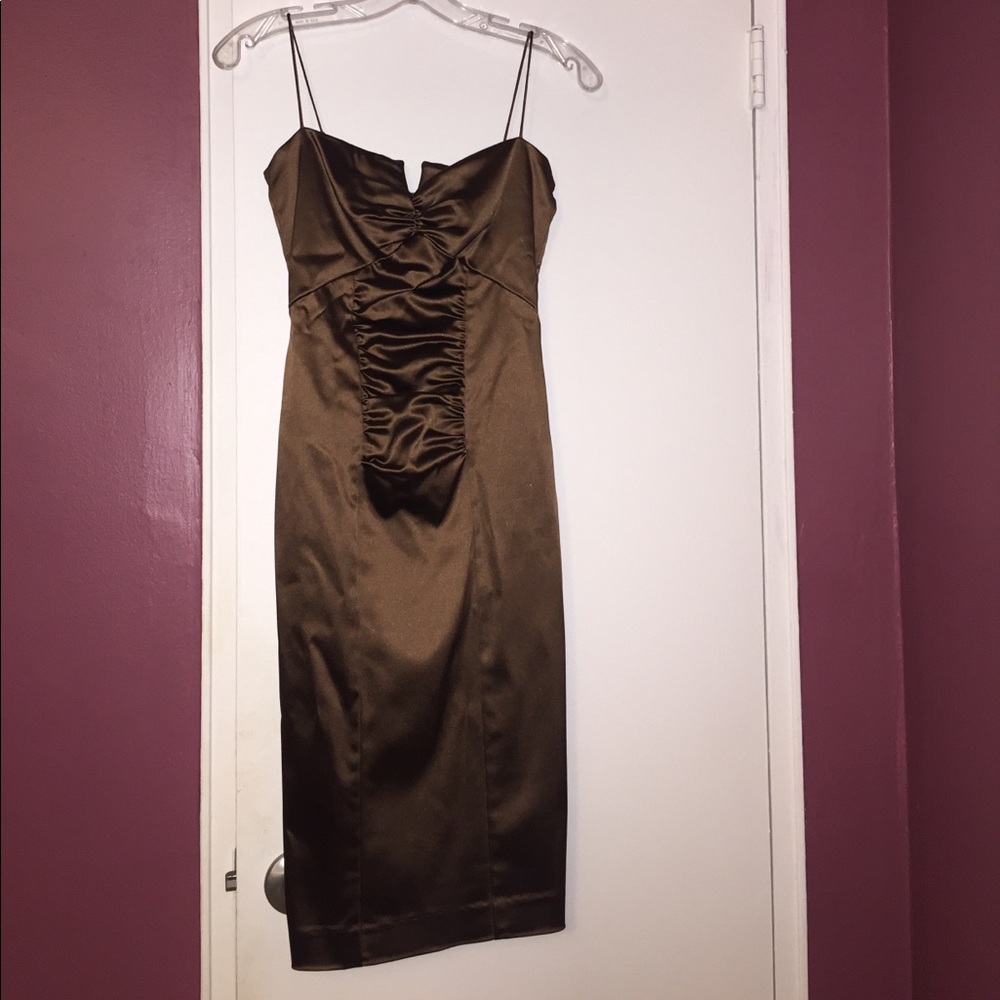 Nicole Miller Collection brown satin dress