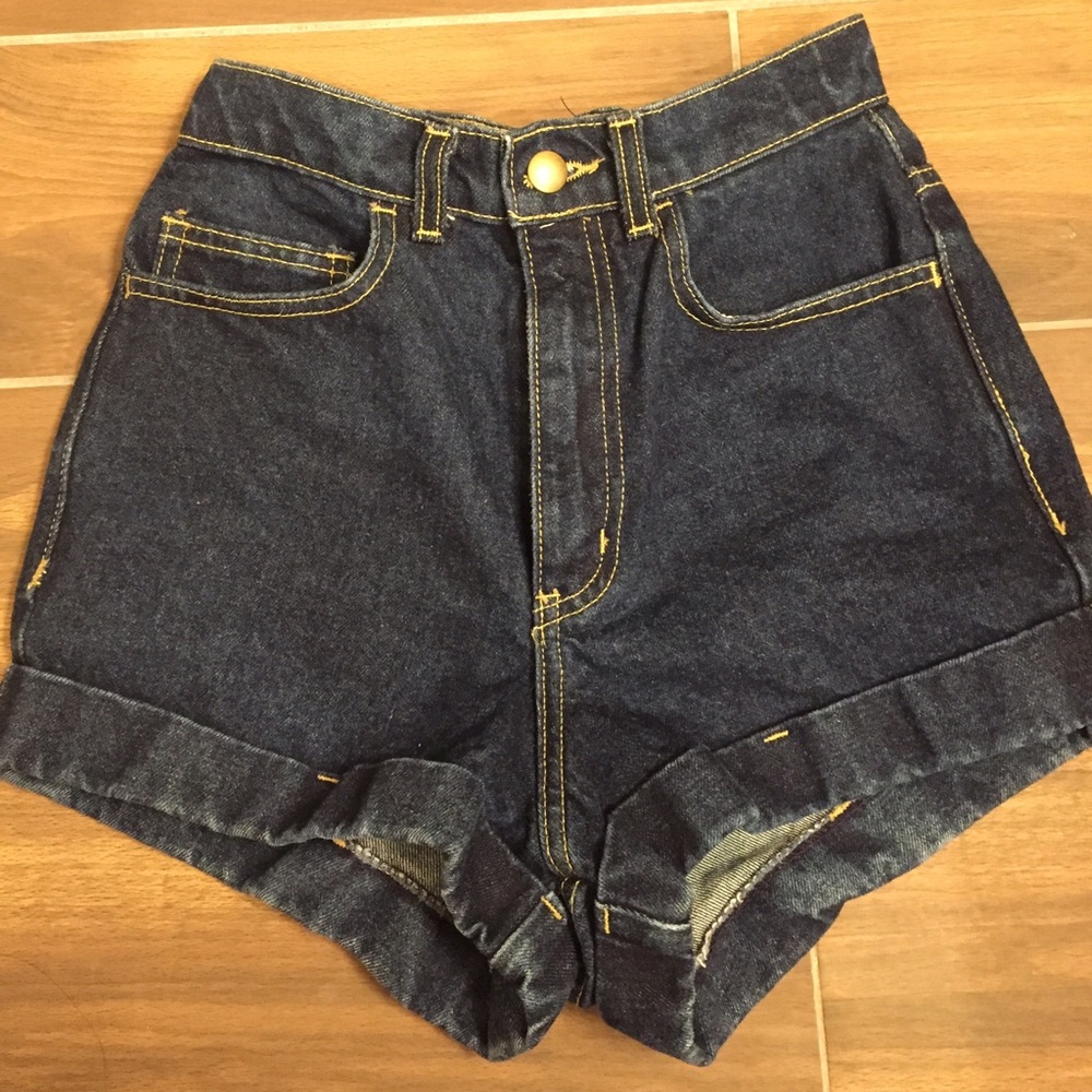 American Apparel Dark Denim High Waist Jean Shorts