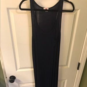 Navy blue maxi tshirt tank dress with small pocket