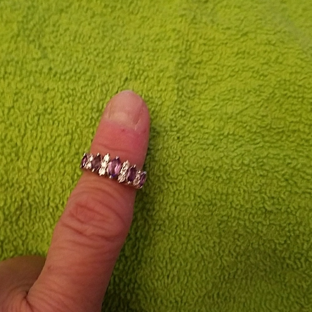 Amethyst and White cz stone cocktail ring