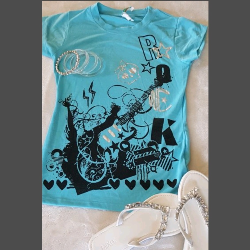 Juniors Blue "Rock" Tee