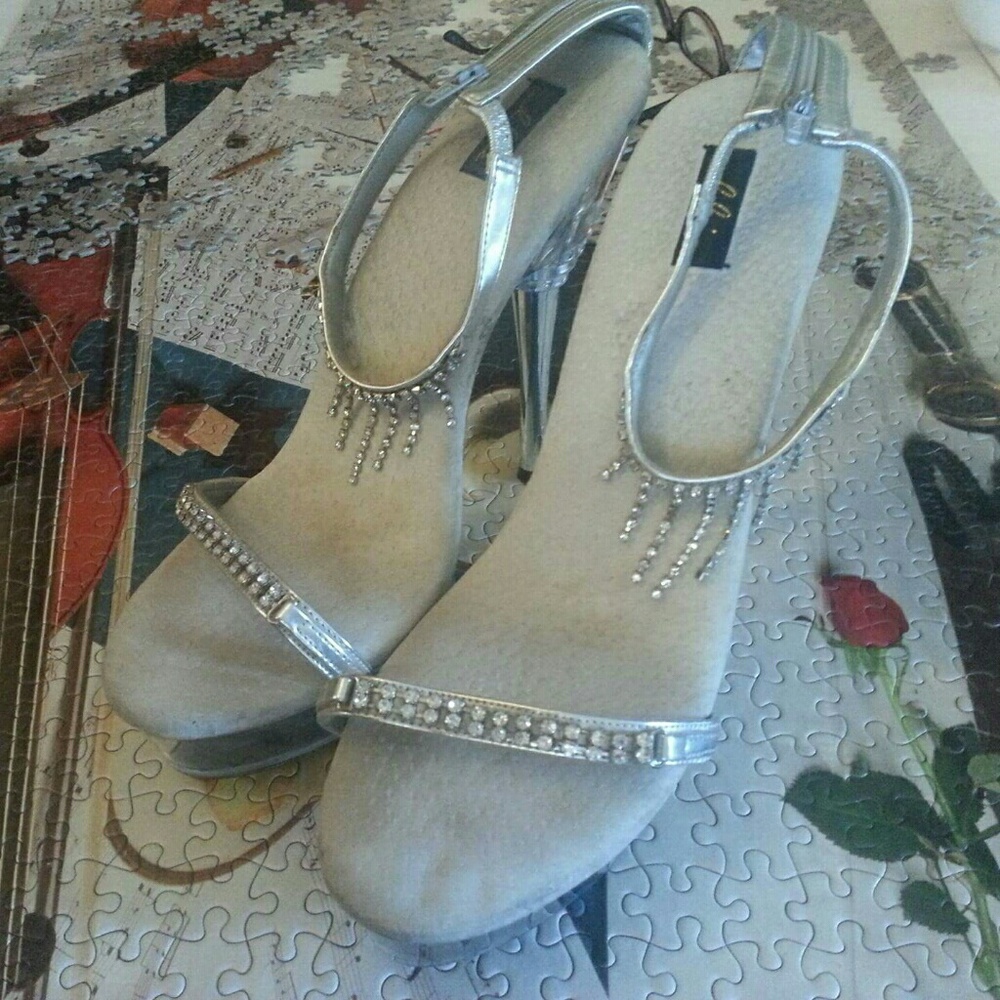 Platform silver and clear heels new without box