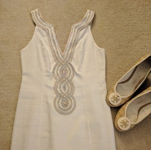 White, Gold & Silver Lilly Pulitzer Shift Dress