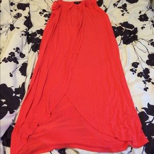 Floor-length Coral/Orange Layered Skirt