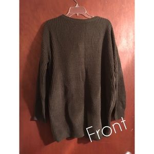 Olive Reversed Button Down Sweater