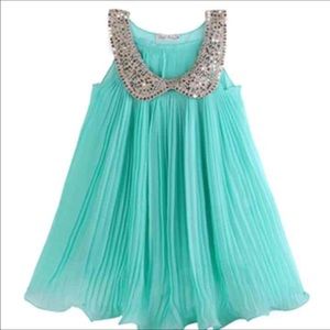Teal pleated dress