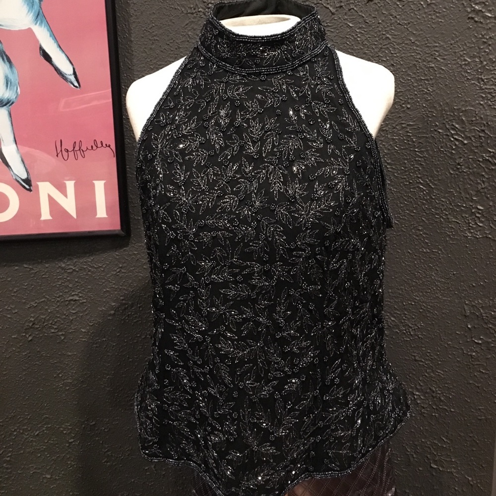 Black beaded dressy top