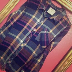 Navy Purple Orange Flannel