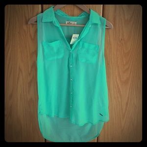 Sleeveless mint green Hollister blouse, S
