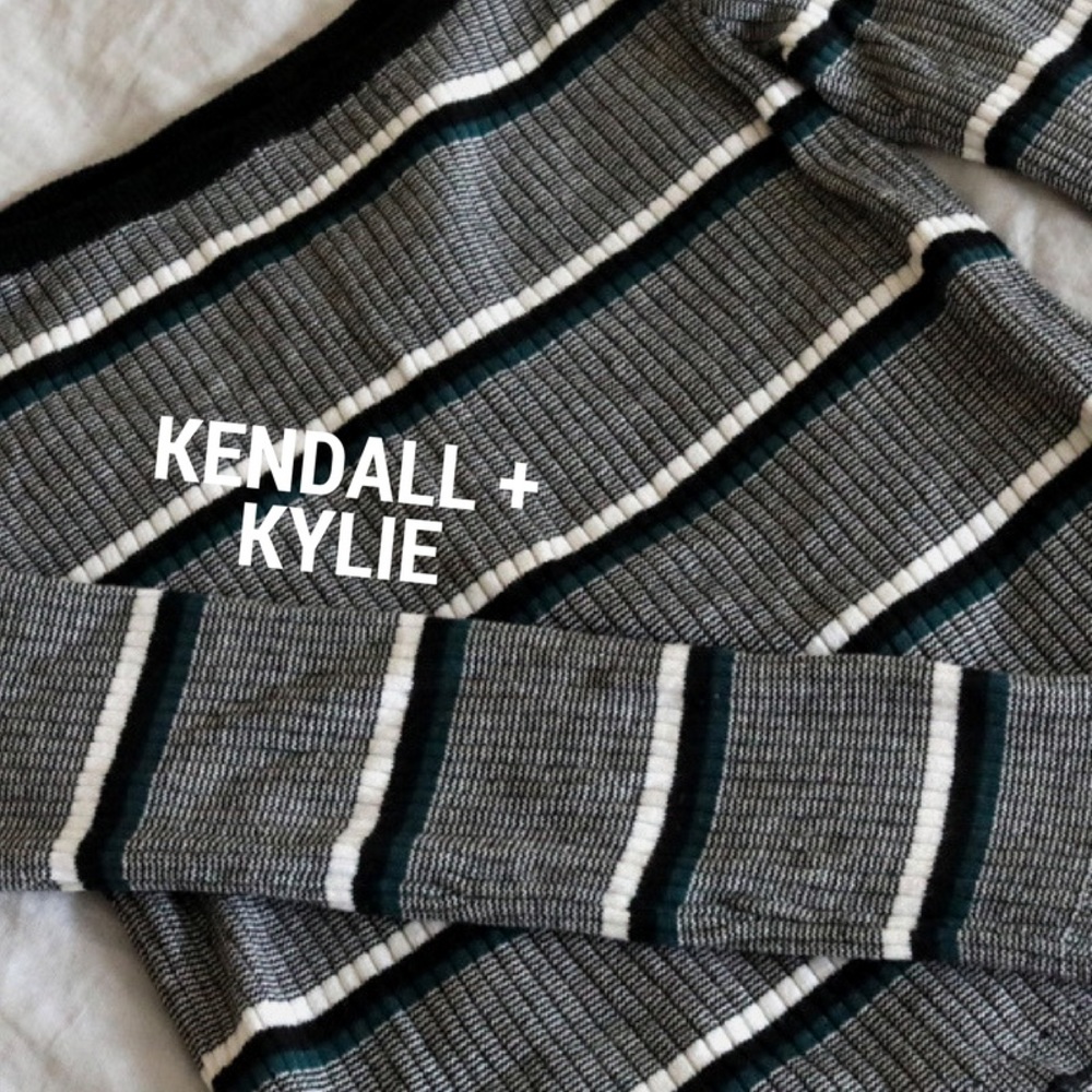 Kendall & Kylie Off-The-Shoulder Striped Sweater
