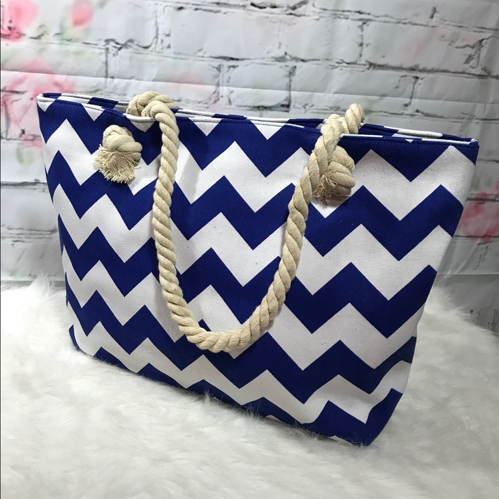 Blue Chevron Tote