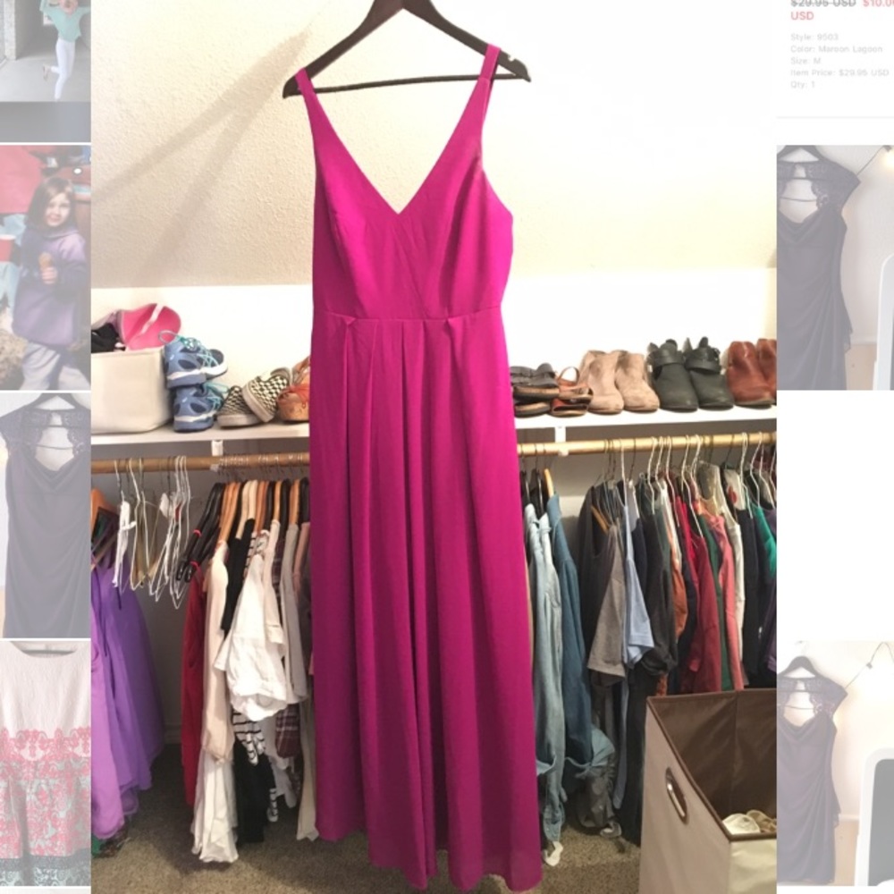 Pleated Fuchsia Formal Gown