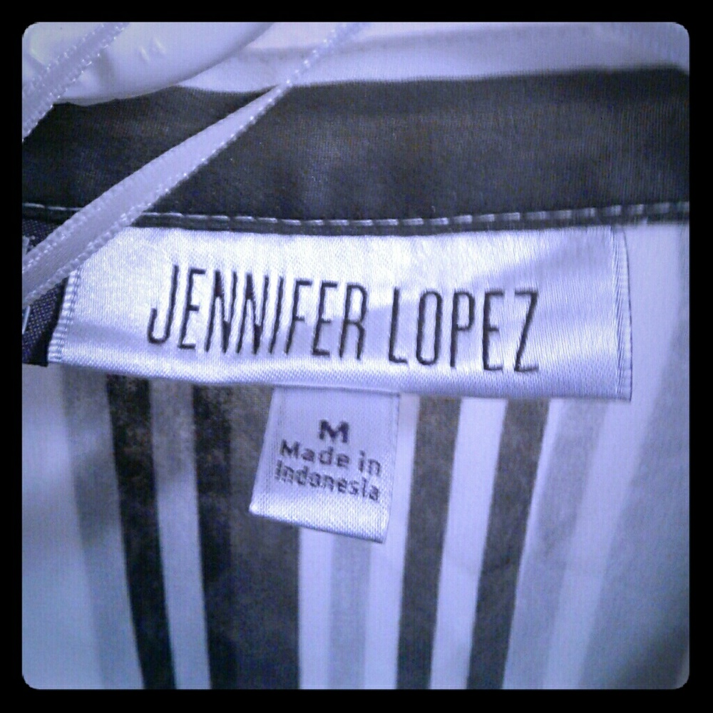 Sheer White and Black Stripe Blouse - Picture 3 of 3