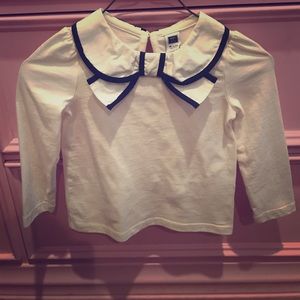 Janie & Jack cream & navy shirt