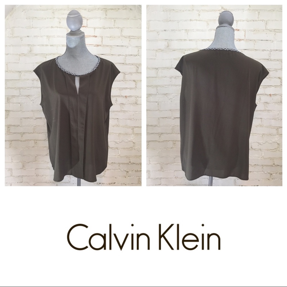 Calvin Klein | Sleeveless Blouse | Olive | XL