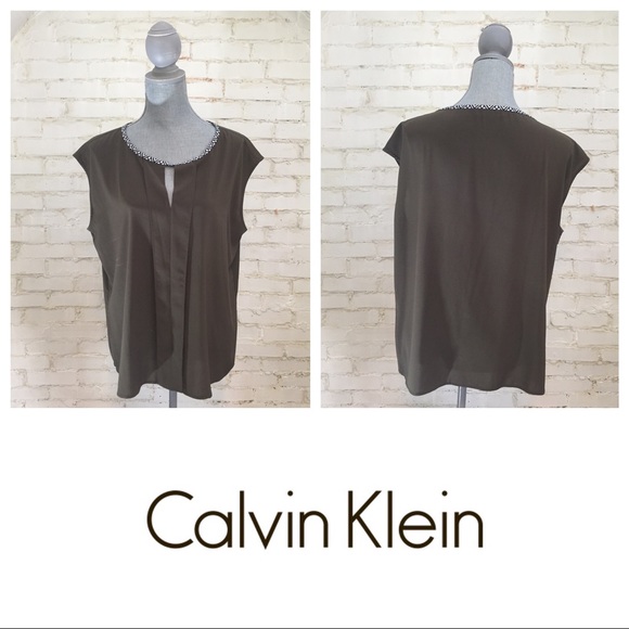 Calvin Klein | Sleeveless Blouse | Olive | XL - Picture 1 of 3