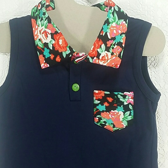 SALE***Blue Flowers sleeveless shirt. Kid   :) - Picture 2 of 4