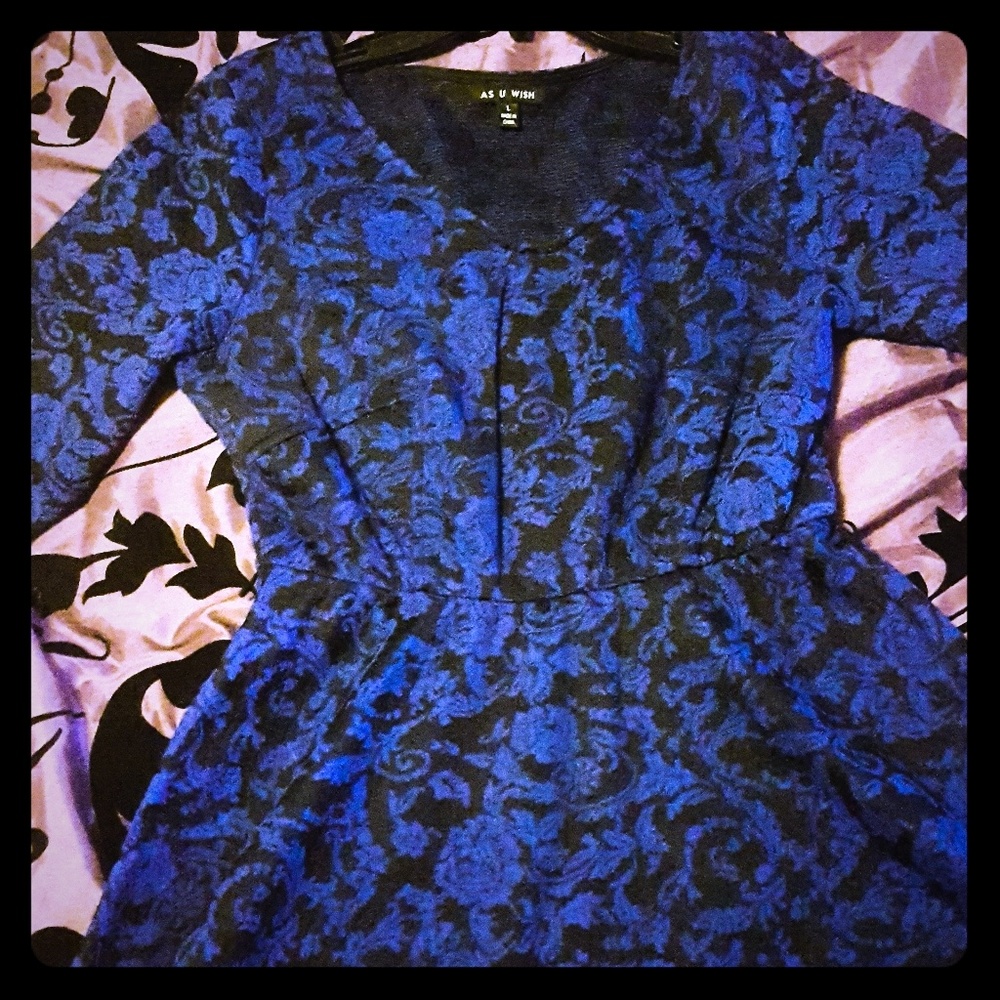 Blue &BLACK floral print dress worn once!