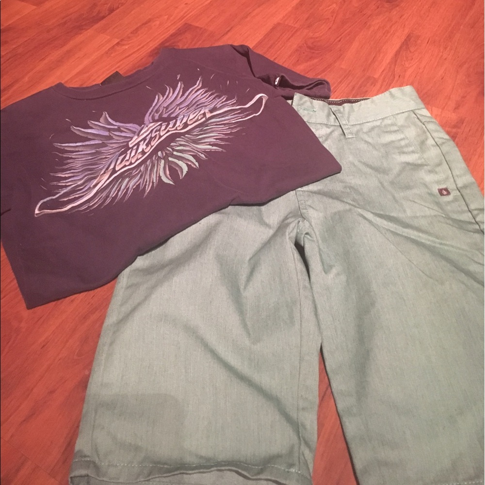Volcom Boys Green Surfer Shorts Size 8