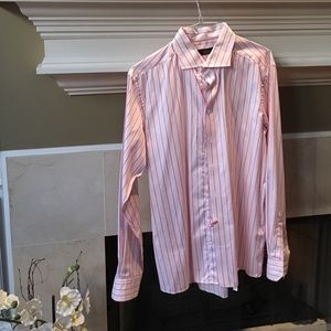 Eton red and pink striped dress shirt