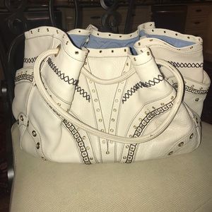 COLE HAAN Village Grommet Hobo Satchel Bag - Beige