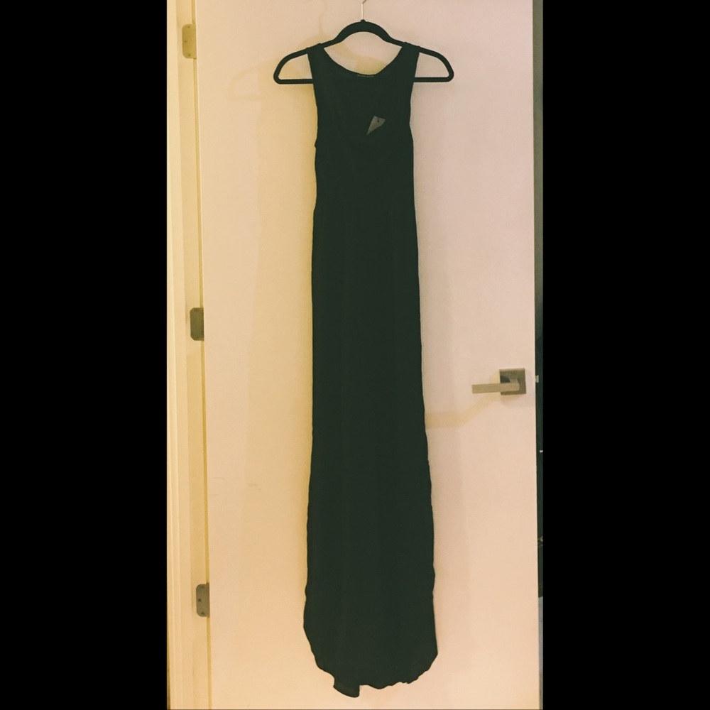 black halo. BLACK Asymmetric Neckline Maxi Dress