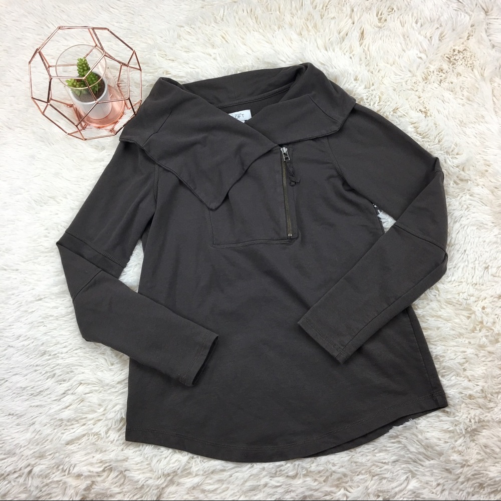 Ann Taylor Loft brown Pullover with 1/4 Zipper