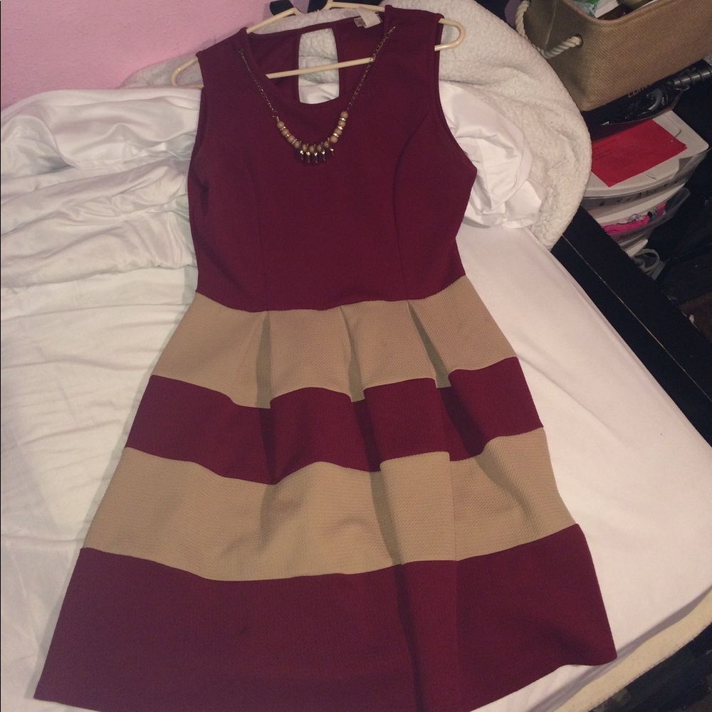 Red and creme dress (skater dress)