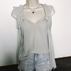 LOFT polka dot tie blouse, XS